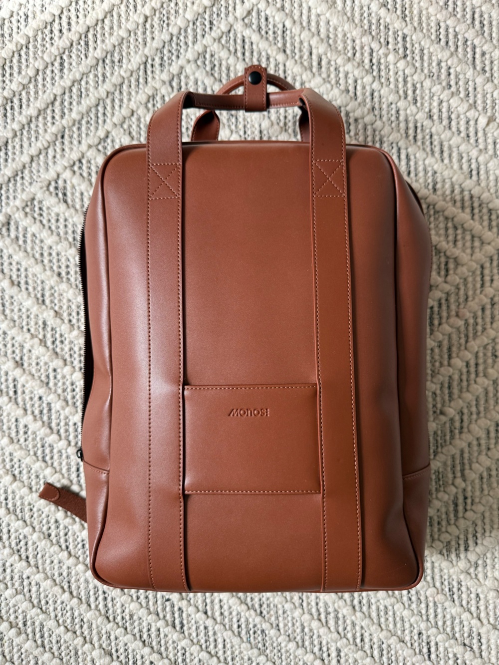Monos Metro Backpack Mahogany Vegan Leather — Needs Zipper Replacement